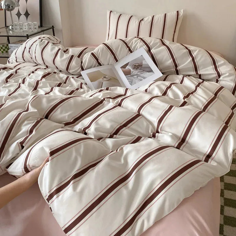 Red Stripe Duvet Cover Set