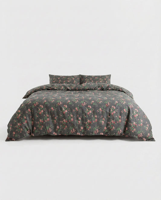 Black Floral Duvet Cover Set