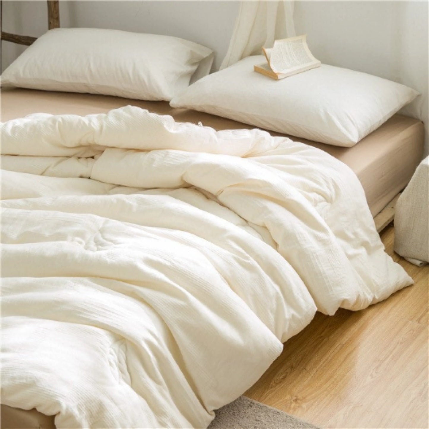 Neatly made bed with VibeCore Organic Soybean Fiber Duvet Insert 