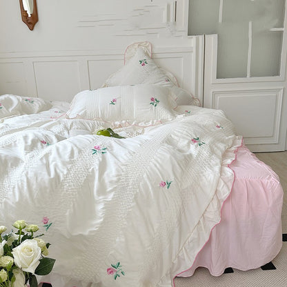 VibeCore Pastel Florals Duvet Cover Set Light Pink