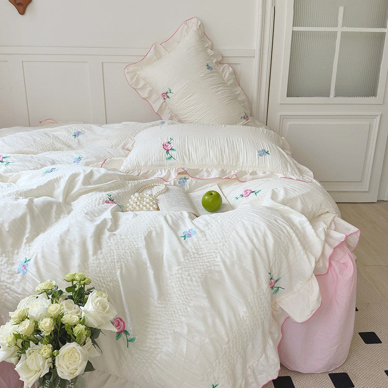 VibeCore Pastel Florals Duvet Cover Set Pink & Blue